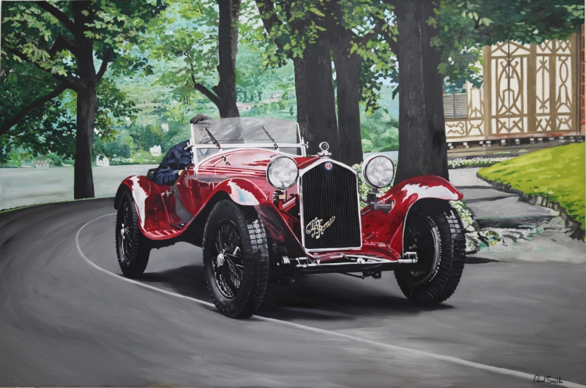 Alfa Romeo 8C, concourse d'elegance at Ville d'Este.| 72 x 108 inches ( 183 x 275 cm).|SOLD