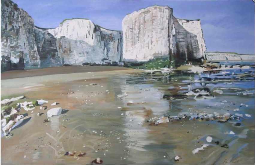 Kingsgate Bay, Broadstairs.|Oil on canvas painting by artist Paul Smith.|42 x65 inches (107 x 165cm).|POA