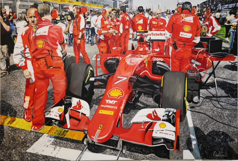 Shanghi, F1 GP of China.|On the starting grid with the Ferrari of KimiRaikkonen.|72 x 108 inches ( 183 x 275 cm).|SOLD