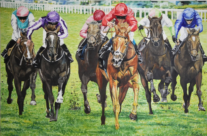 Eagle Top pulls away and wins 2014 King Edward VII Stakes, Royal Ascot.|72 x 108 inches (183 x 275 cm).|Price  POA