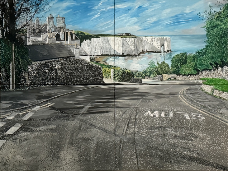 Kingsgate Bay Broadstairs.|Original oil painting by artist Paul Smith.|painted on four canvases,overall dimension H72 x W96inches ( H183 x W244cm).|� 5500.00