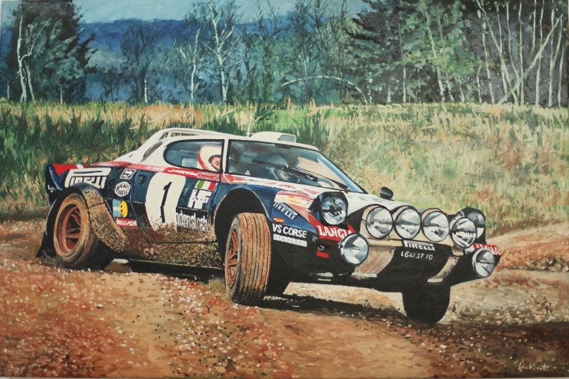 Lancia Stratos.|Original oil paint on Linen canvas painting by artist Paul Smith.|80 x 120 cm.|SOLD