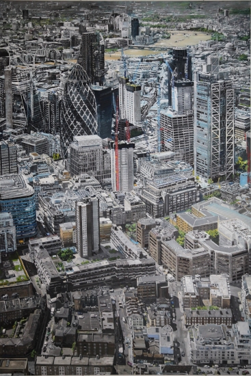 London City View.Original oil paint on Linen Canvas painting by artist Paul Smith.|H 108 x L 72 inches (H 275 x L 183 cm).| 12500.00