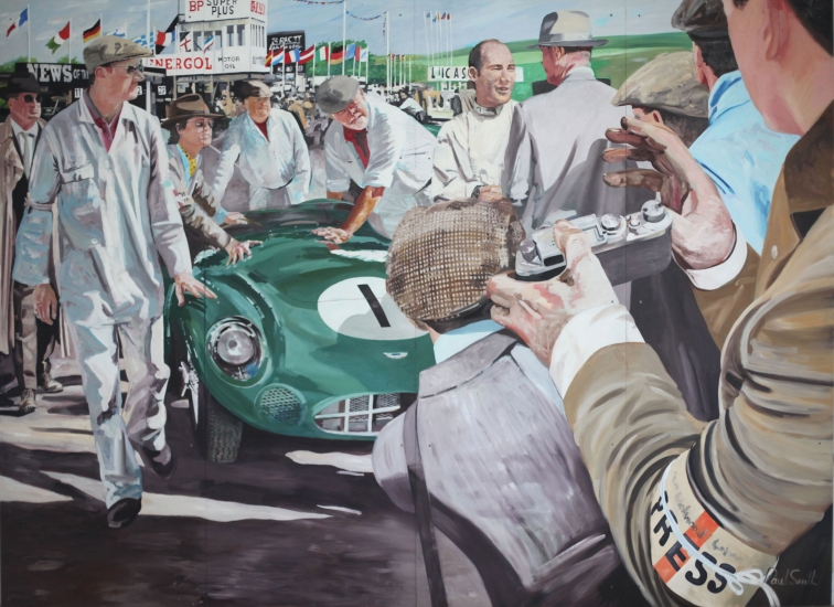 Goodwood TT 1959.|JD Classics,Mount Row,Mayfair,London.|Mural,Original Oil on Panel.|102 x 146 inches (260 x 370cm).|SOLD