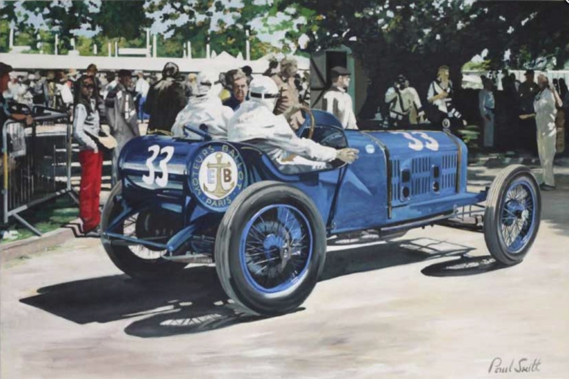 Vintage race car at Goodwood,|Original oil paint on linen canvas painting by Artist Paul Smith.|H48 x L72 inches (H122 x L183cm).|� SOLD