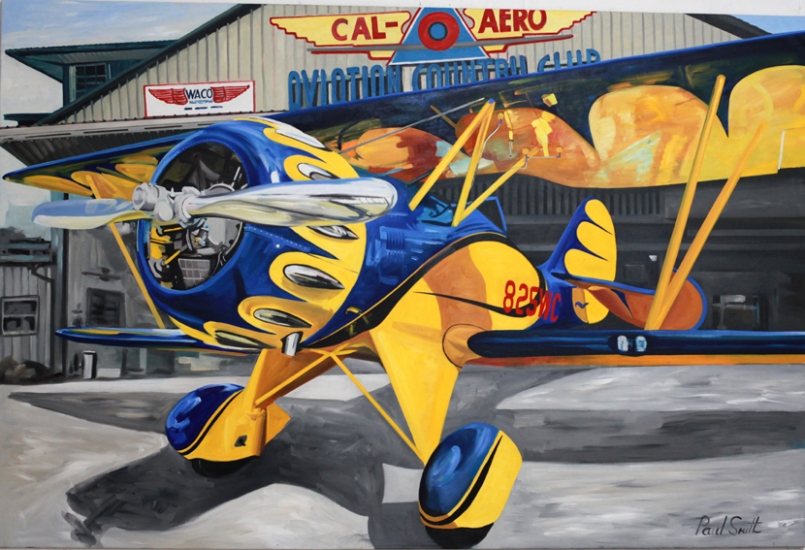 Waco at Aviation Country Club.|Original oilon linen canvas painting by artist Paul Smith.|72 x108 inches (183 x 275cm).| POA.