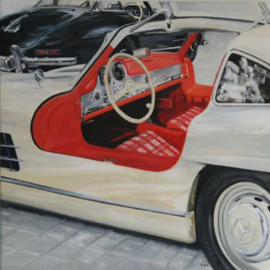 Mercedes Benz 30 SL Gullwing. 46 x 46 inches (117 x 117 cm). SOLD