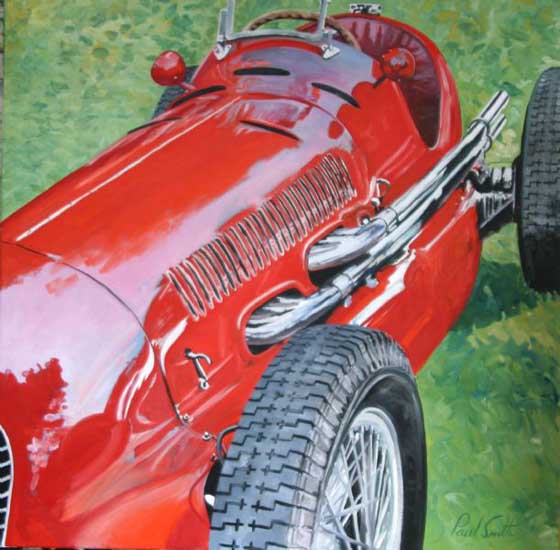 1938 Maserati 8c composition 1. Oil on canvas 46 x 46 inches (117 x 117cm). SOLD
