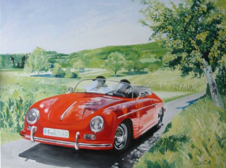 Sunny afternoon drive in Weissach. 91 x 117 (36 x 48 inches ). SOLD