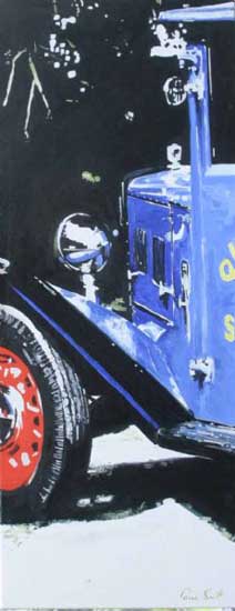 Old Blue Van Front. Oil on canvas 46 x 18 inches ( 117 x 46 cm ). �POA