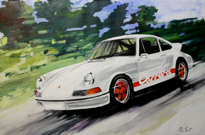 Porsche 911 Carrera RS. Oil on canvas 28 x 42 inches ( 71 x 107cm ). SOLD