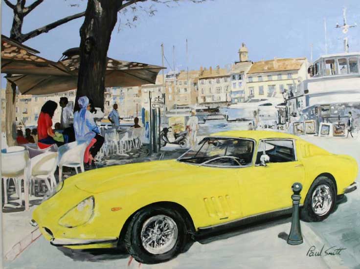 Ferrari 275 GTB in St Tropez. Oil on canvas 36 x 48 inc (91 x 122cm ). SOLD