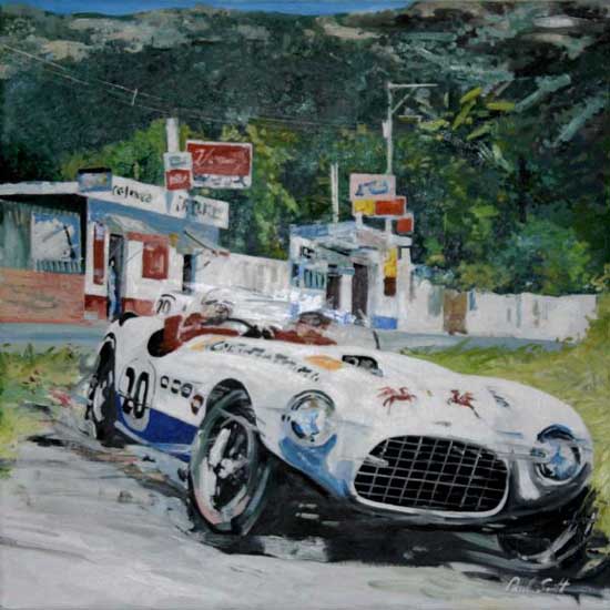 Ferrari 375 MM Vignale. Oil on canvas 30 x 30 inches (76 x 76 cm). SOLD