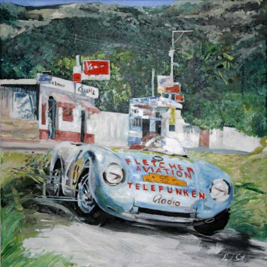 Porsche 550 Spyder. Oil on canvas 30 x 30 inches (76 x 76 cm). SOLD