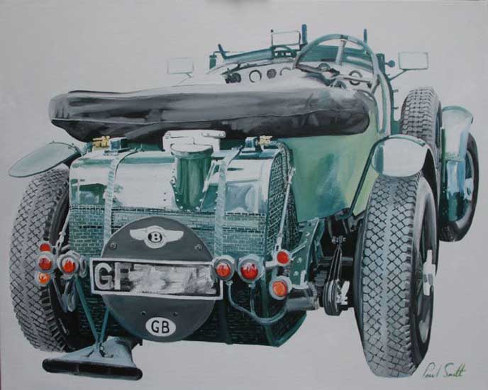 Vintage Bentley,Rear View. Oil on canvas 36 x 46 inches (91 x 117 cm). SOLD