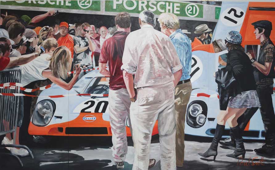 June 1970 24 hours Le Mans | 96 x 157 inches (244 x 398 cm) | Oil on Wood Panel