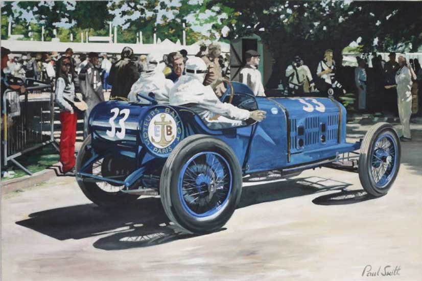 Vintage race car at Goodwood.|Oil on canvas.|48 x 72 inches (122 x 183 cm).| � Sold