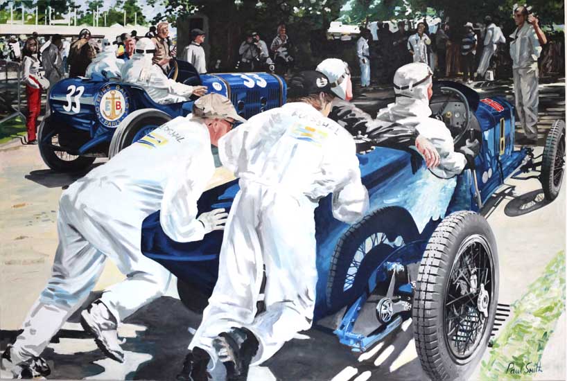 Indianapolis Race Cars.|Oil on Canvas.|72 x 108 inches (183 x 275 cm).|�POA.