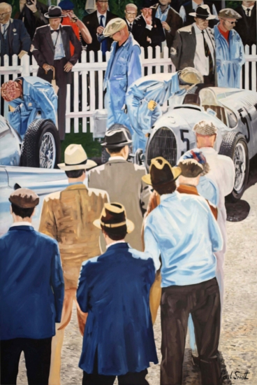 Auto Union at Goodwood 2012.|Oil on Canvas.|108 x 72 inches (275 x 183 cm).|SOLD