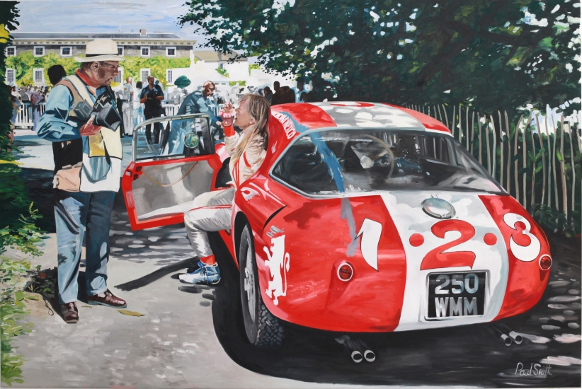 Ferrari 250 MM Berlinetta at Goodwood.|Waiting before the start 2012.|Oil on canvas.|72 x 108 inches (183 x 275 cm).|ï¿½Sold