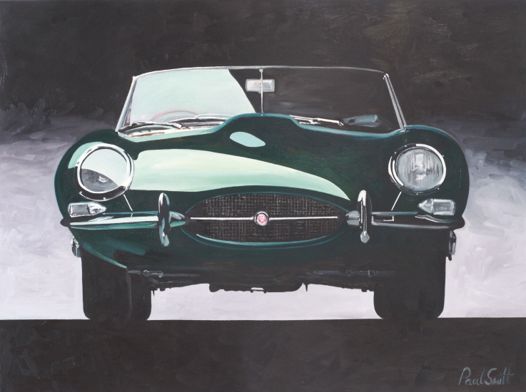 Jaguar E Type,|Oil on Canvas,|24 x 36 inches (61 x 91 cm),|SOLD