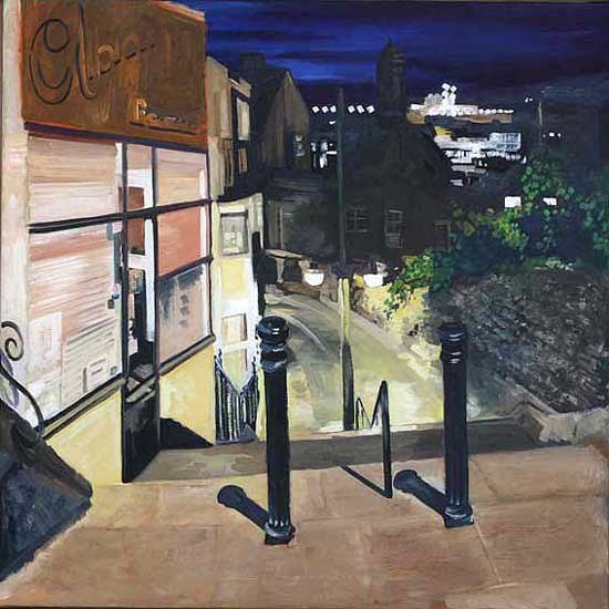 Ramsgate Harbour, Night. Oil on canvas 36 X 36 inches (92 x 92 cm). £ POA