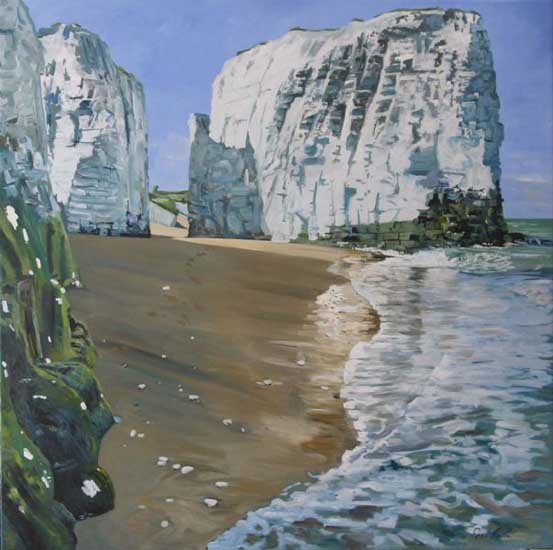 Incoming Tide on Bottany Bay,Broadstairs. . Oil on canvas 48 X 48 inches, 122 x 122 cm.  Sold